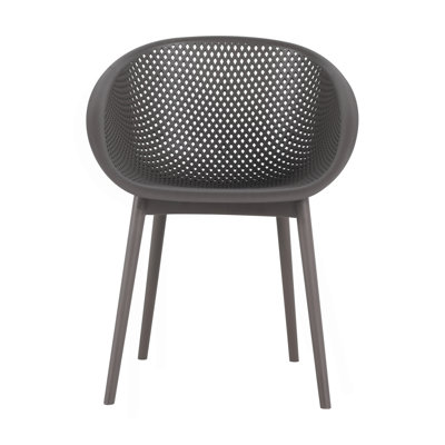 Ensemble de 2 chaises longues modernes - plastique PP intérieur / extérieur toutes saisons, léger pour patio, plage, salon (gris chaud)