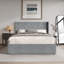LIT DE RANGEMENT DE GRANDE PLATE-FORME WINGBACK RELEVÉ EN VELOURS GRIS CLAIR-126672262-126672268