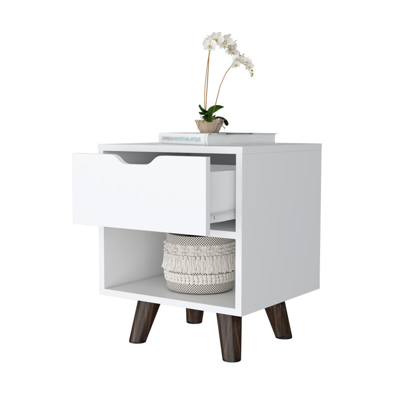 1-Open Storage Shelf Nightstand, Black