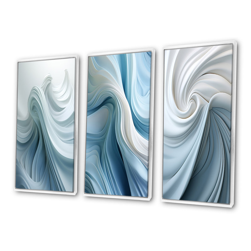 3 pièces d'art mural collage - Cita, H 28 po x l 36 po, Cadre flottant blanc