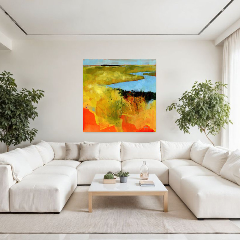 Backwaters, paysage abstrait contemporain, art naturel, H 48 po x l 48 po