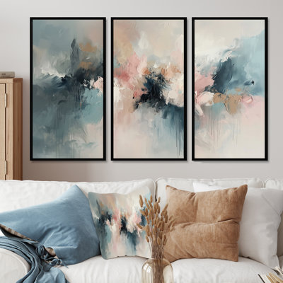 «White Brushstroke», peinture abstraite I - ensemble de décorations murales abstraites