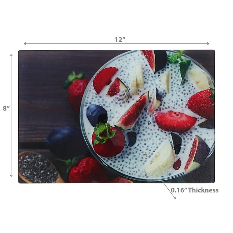 Ensemble de 2 planches à découper en verre imprimées par iH Casa Decor Chia Pudding