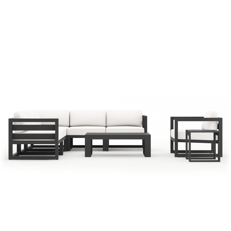 Avion 8 Piece Sectional Seating Group with Sunbrella Cushions, Canvas Natural Sunbrella® Canvas, Slate