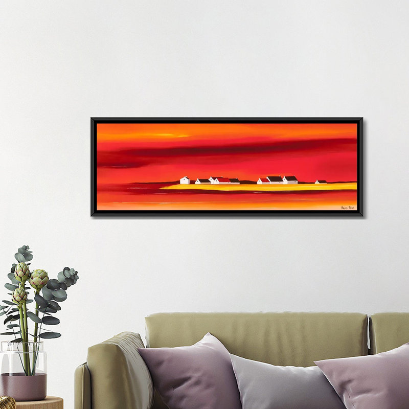 « soleil i », reproduction sur toile, H 12 po x l 36 po x P 1,5 po, Toile avec cadre noir