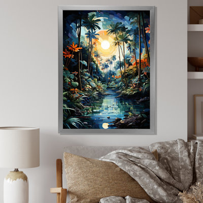 Xaviar Green Palm Trees Pointillism III sur toile
