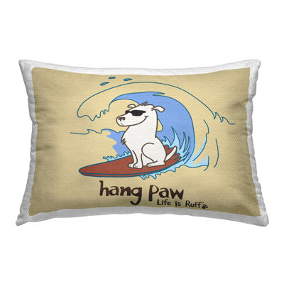 Hang Paw Surfing Dog Outdoor Printed Pillow by LIR