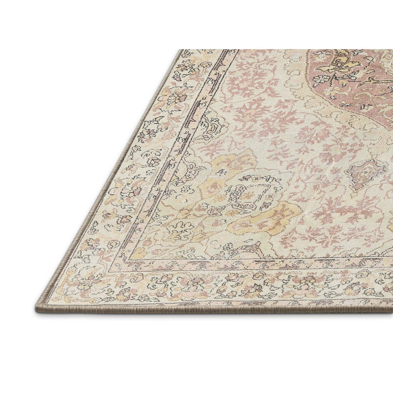 Tapis oriental crème / brun / rose, Rectangle 5 pi x 7 pi