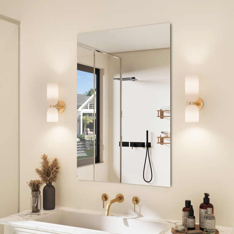  Frameless Tempered Glass Mirror, 36" x 24", Rectangle