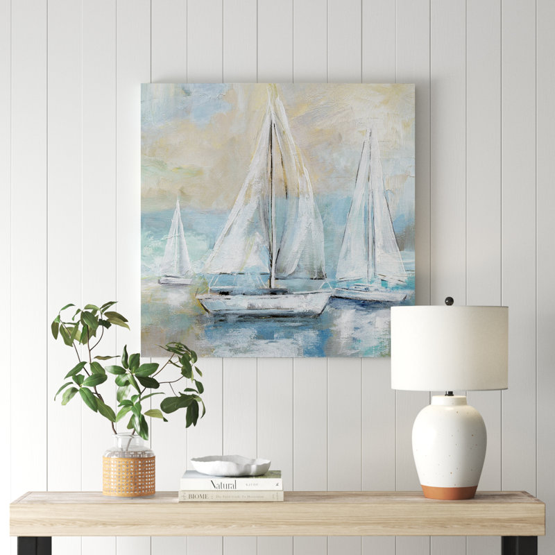 Anaee " Sail Away " by Nan, 16" H x 16" W, Wrapped Canvas, No Frame