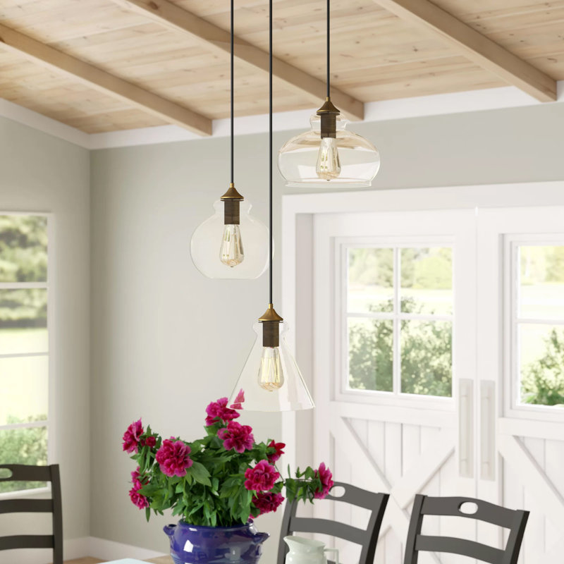 Luminaire suspendu à intensité variable 3 lumières Inola , Laiton