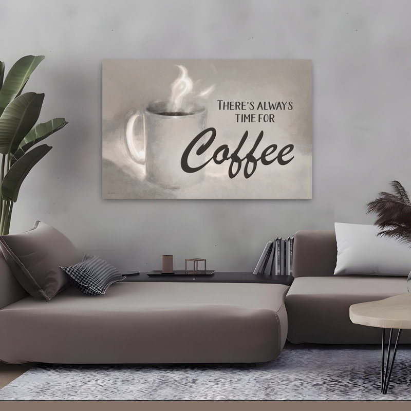 «It's Always Time For Coffee - Contemporary Coffee Cup Steam Art inspirant», H 32 po x l 48 po