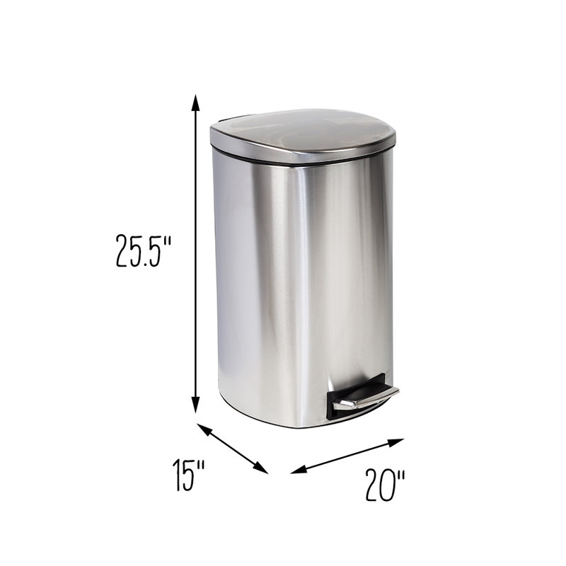 Steel Step On Kitchen Trash Can - 13.2 Gallons