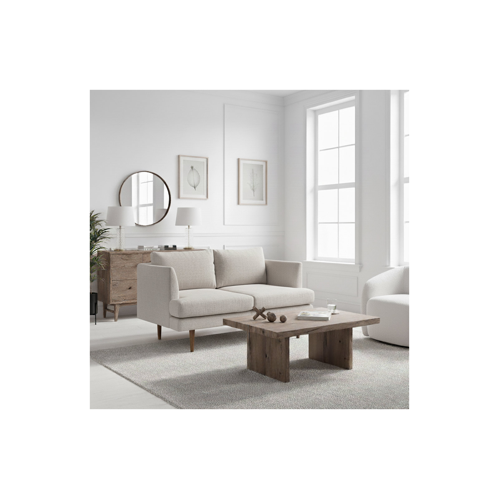 Miller 56" Upholstered Loveseat,  Light Gray