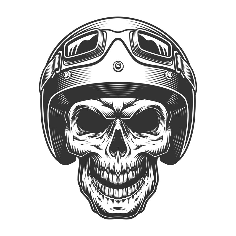 Skull In Motor Helmet - Wrapped Canvas Print, 122cm H x 81cm W x 3.8cm D