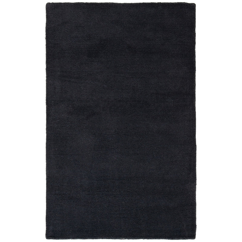 Tapis noir en laine touffeté à la main Frann, Rectangle 2 pi 3 po x 4 pi