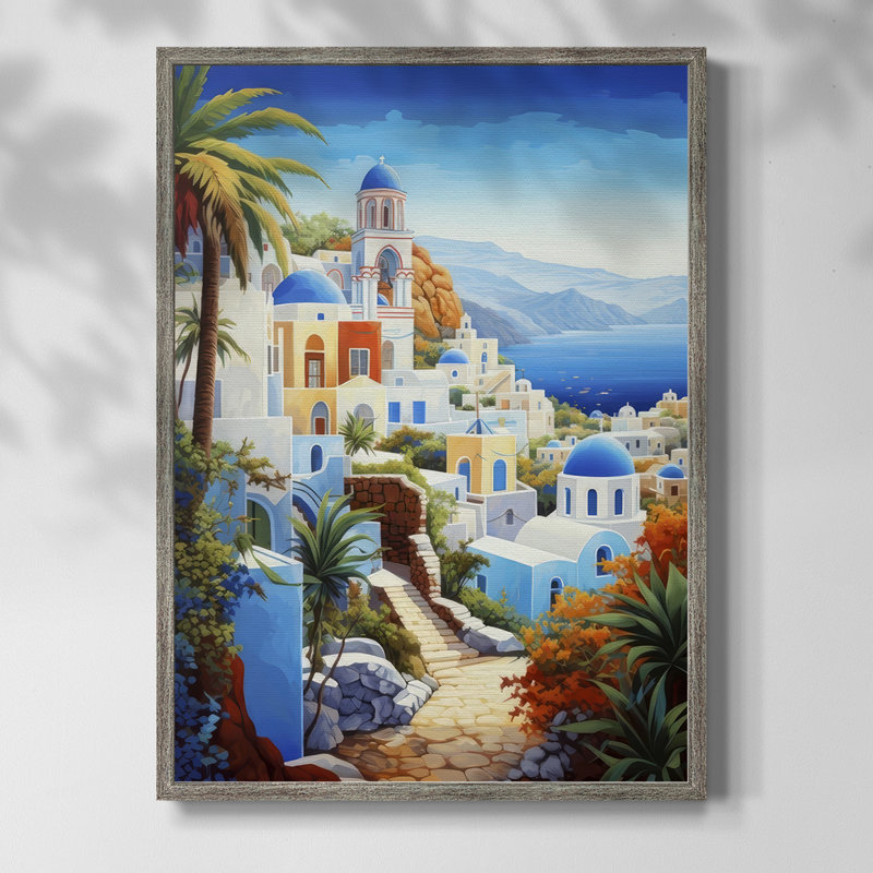 On the Aegean II Framed Print - Solid Wood, 15" H x 12" W