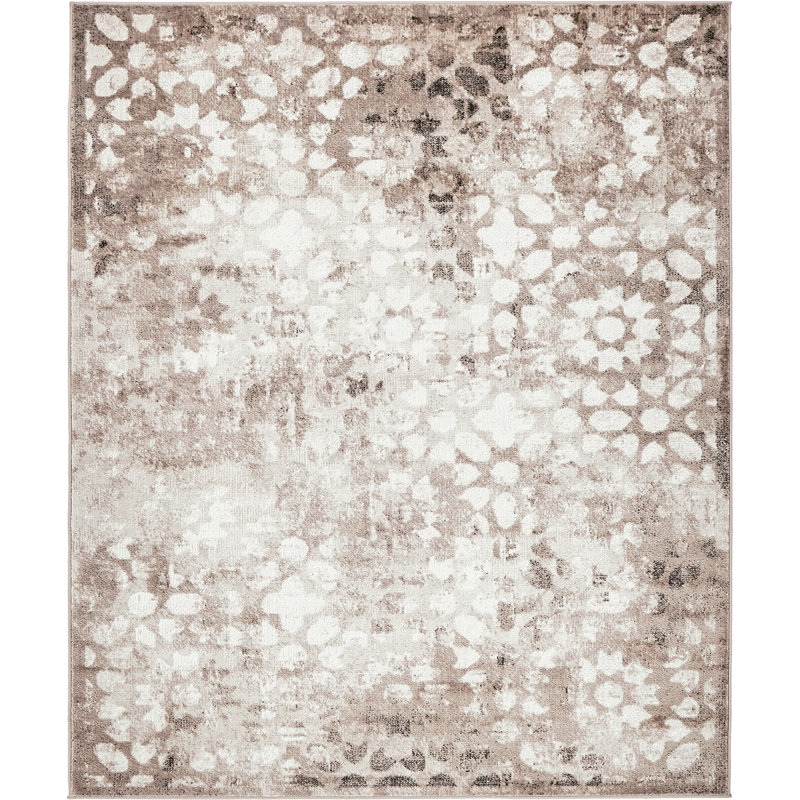 Tapis floral Brandt, Rectangle 9 pi x 12 pi 2 po, Brun/crème