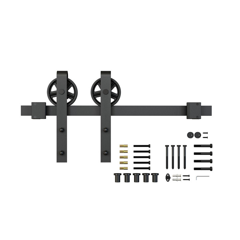 Satin Black Steel Barn Door Hardware Kit