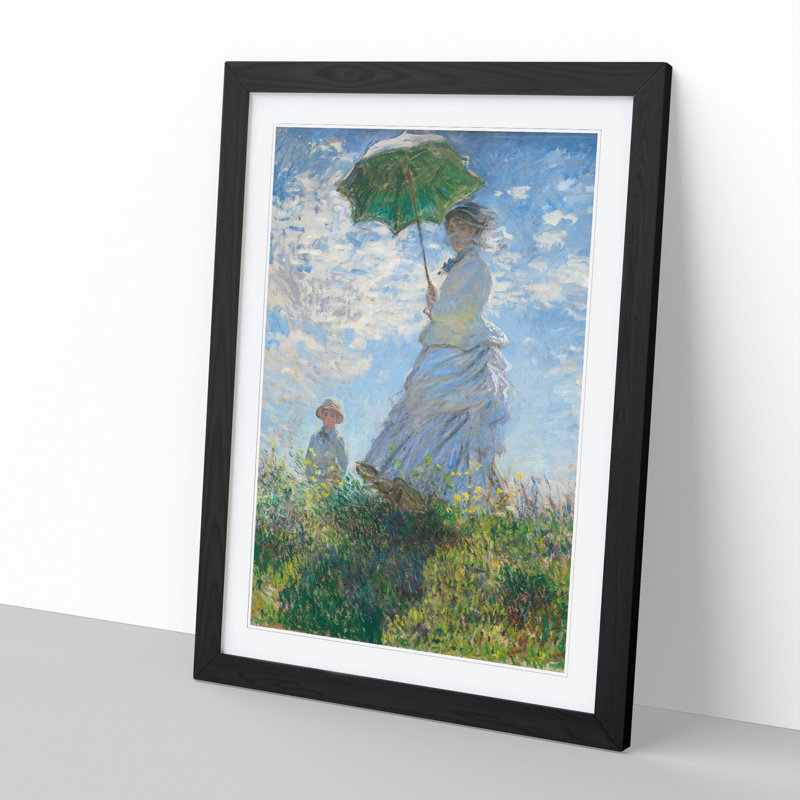 Woman with a Parasol by Claude Monet - Picture Frame Painting, Black, 90cm H x 65cm W x 2cm D