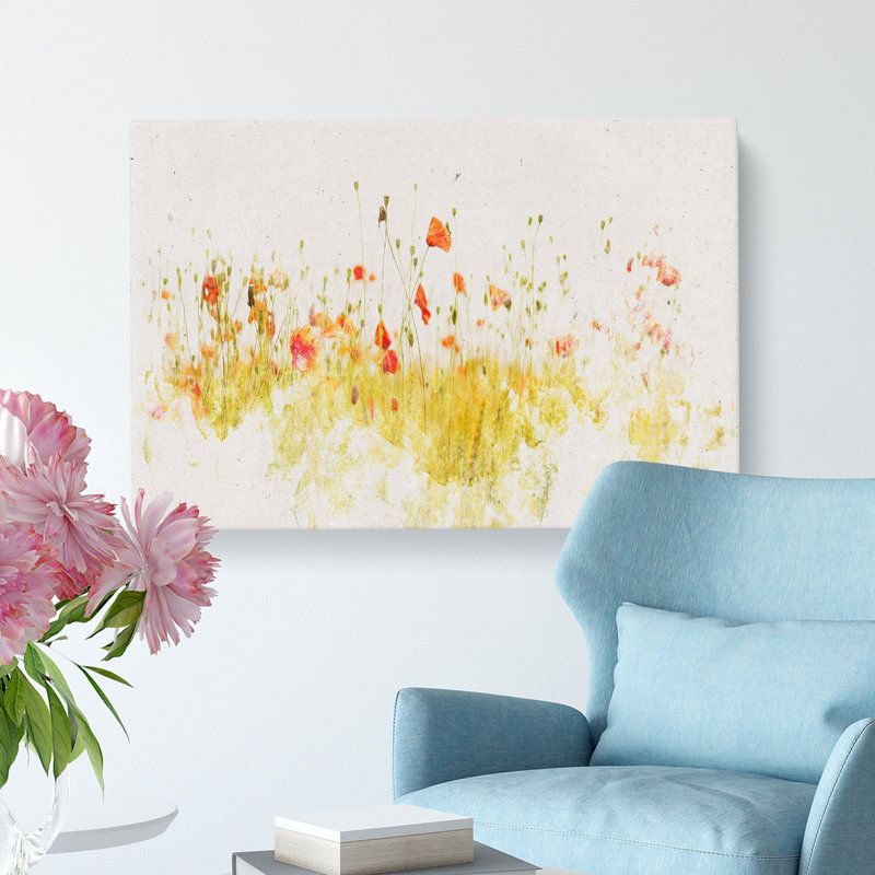 Field Of Poppy Flowers - Wrapped Canvas, 40cm H x 60cm W x 3cm D