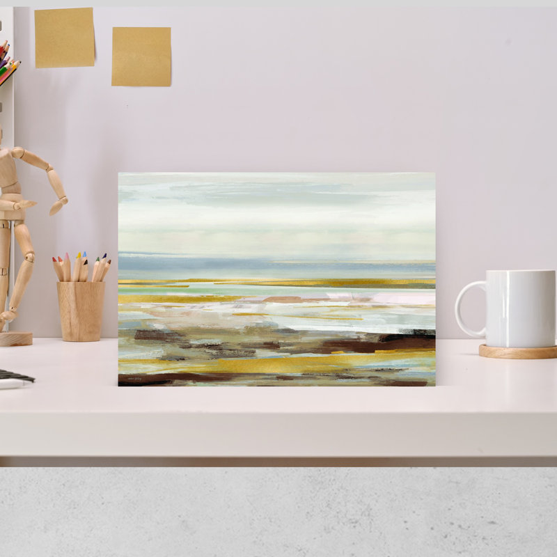 Art contemporain contemporain, paysage côtier moderne abstrait, H 12 po x l 18 po