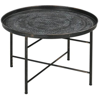 Table basse ronde en métal 26,78 x 26,78 x 4,73 po - AOSOM