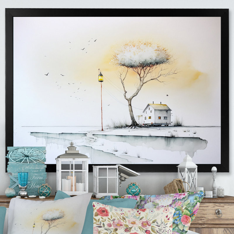 «Cloud Tree» par Little Watercolor House, reproduction sur toile, H 34 po x l 44 po x P 1,5 po, Cadre photo noir