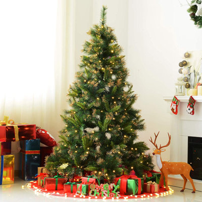 Green Artificial Pine Christmas Tree with 200 Single Coloured Lights with Stand