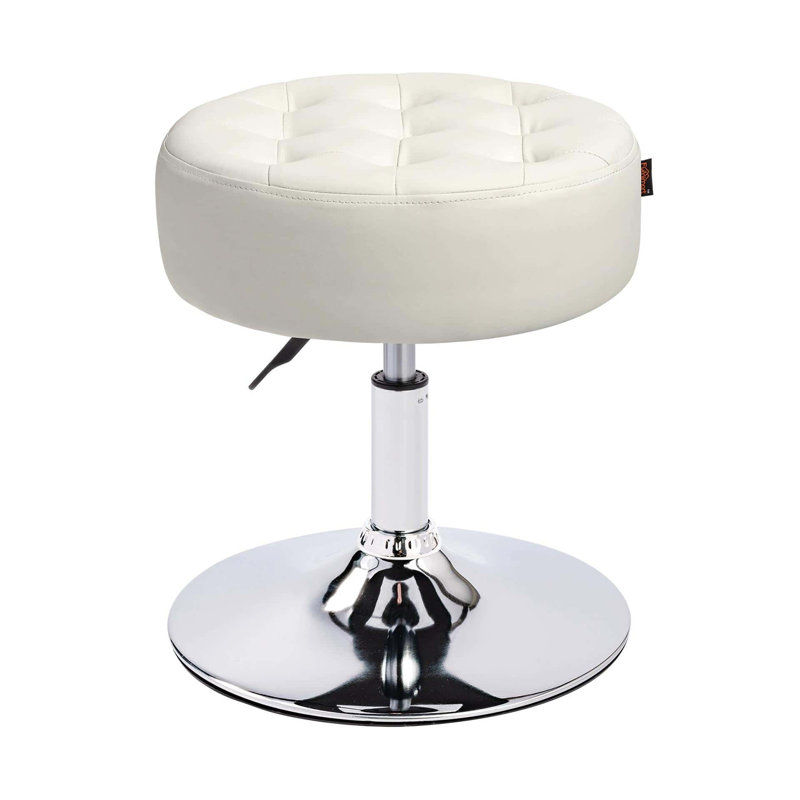 Modern Swivel Adjustable Height Accent Stool, White PU