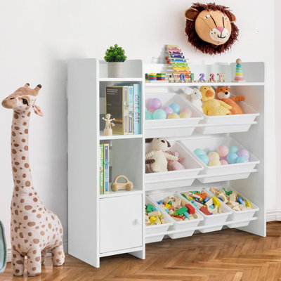 Organizer with 8 Plastic Bins, Storage Cabinet for Messy Items, Room Organizers and Storage, Multiple Options by Latitude Run