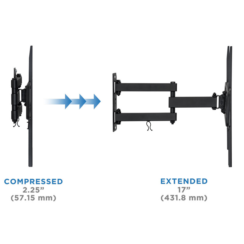Mount-It! Articulating TV Wall Mount Arm Fits 37 - 70 in. TVs, 17 Extension from Wall | 77 Lbs. Cap.