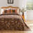 Greenland Home Fashions Audrey Chocolate 3-Piece Bedspread Set 120"x118" King Size Microfiber Jacobean Floral with 2 King Shams-1963694056-1963694058