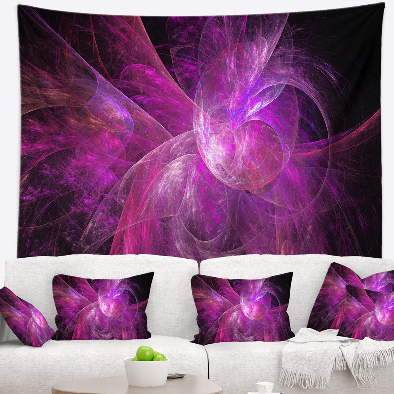 Tapisserie mauve à motif abstrait fractal, H 32 po x l 39 po