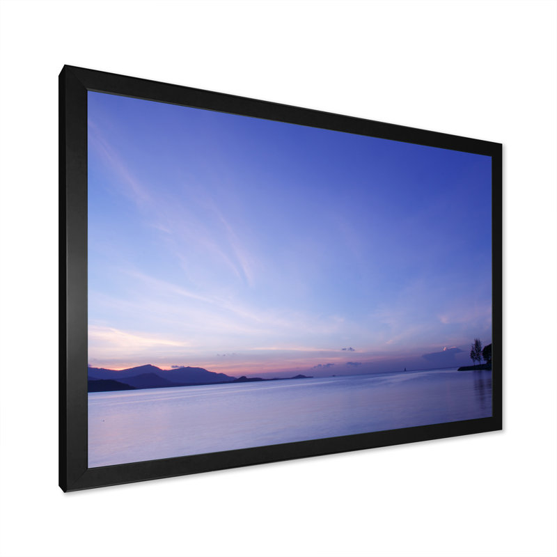 «Vibrant Panoramic Tropical Seascape Sunset», reproduction sur toile, Cadre d'angle fermé noir, H 8 po x l 12 po x P 1 po