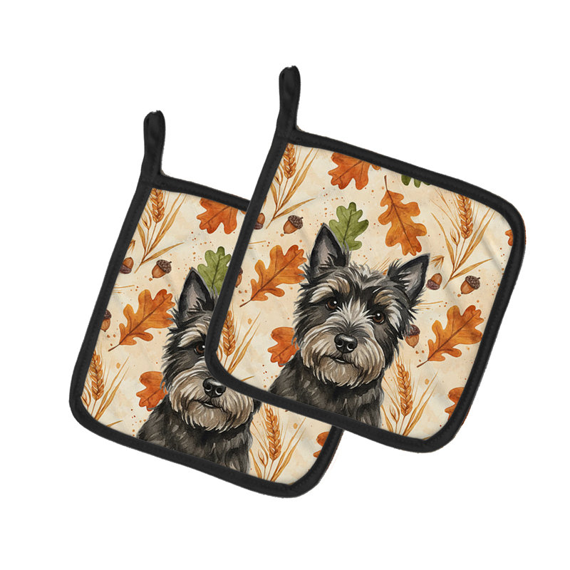 Paire de poignées noires Cairn Terrier Heirloom