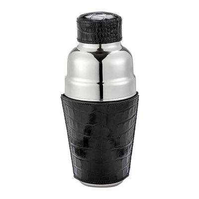 Graphic Image Cocktail Shaker, Leather, Embossed Croc Leather