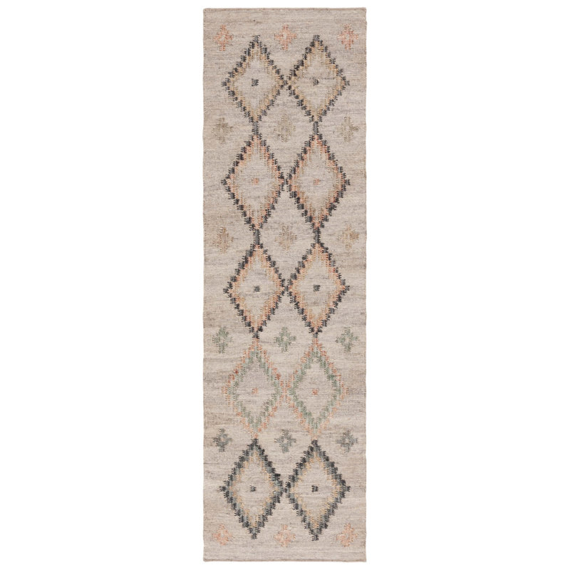 Janet Hand Loomed Jute, Cotton Geometric Rug, Runner 2'3" x 8'