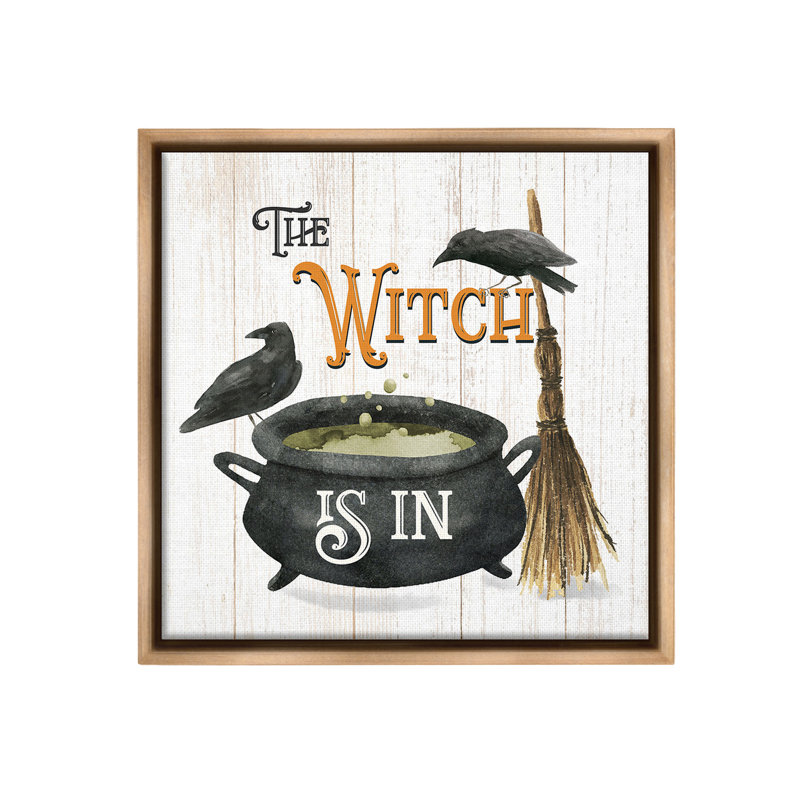 «Witch Cauldron And Crows» par Deane Beesley sur toile, H 25 po x l 25 po, Cadre flottant orme Montalcino