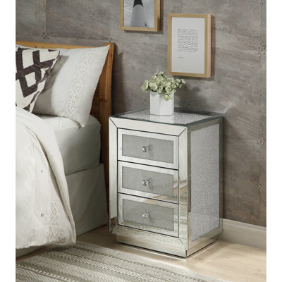 Stunning Rectangular Mirrored Table With Faux Diamonds - Elegant Storage & Bathroom Spacious