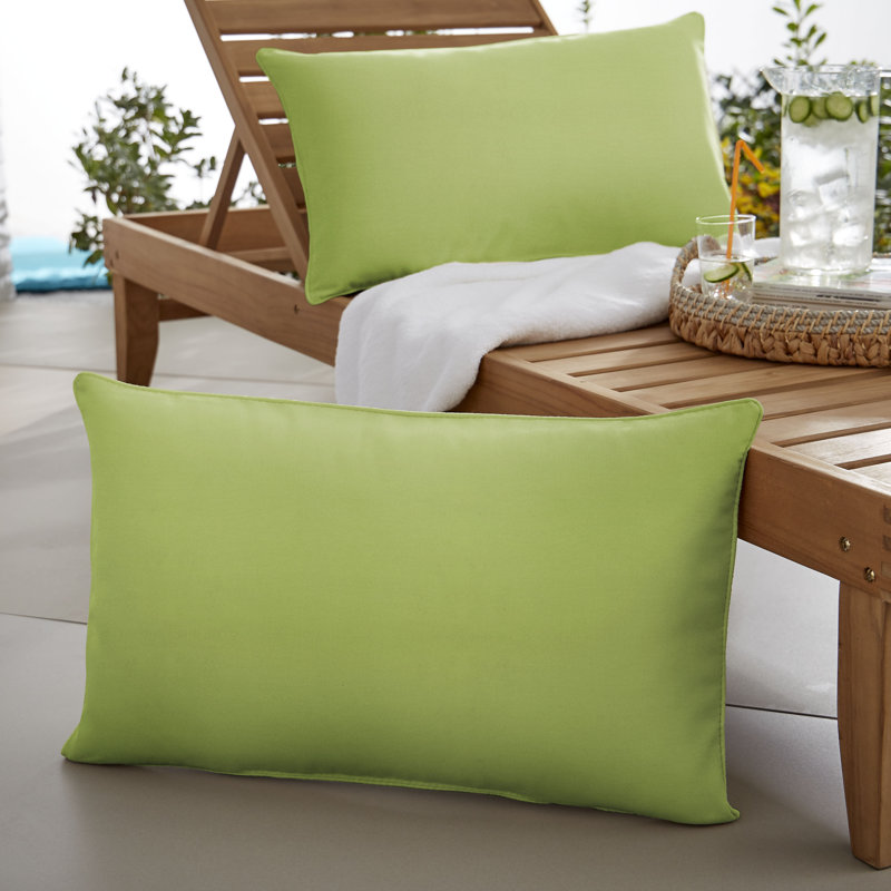 Selene Outdoor Reversible Throw Pillow, Fresco Apple Green, 13" H x 20" W