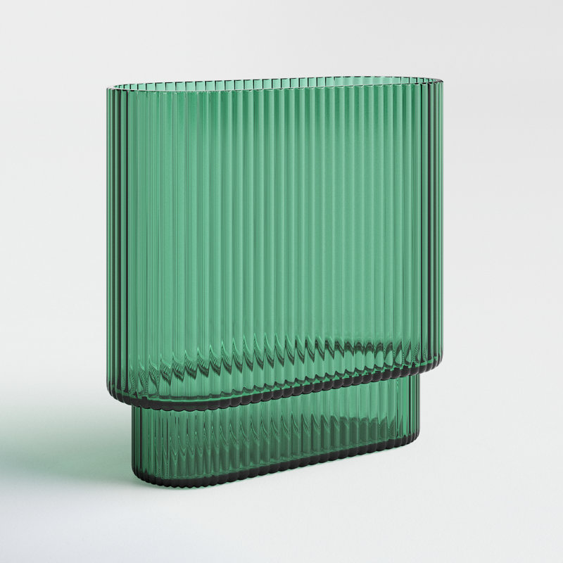Emerald Green Art Deco Glass Table Vase
