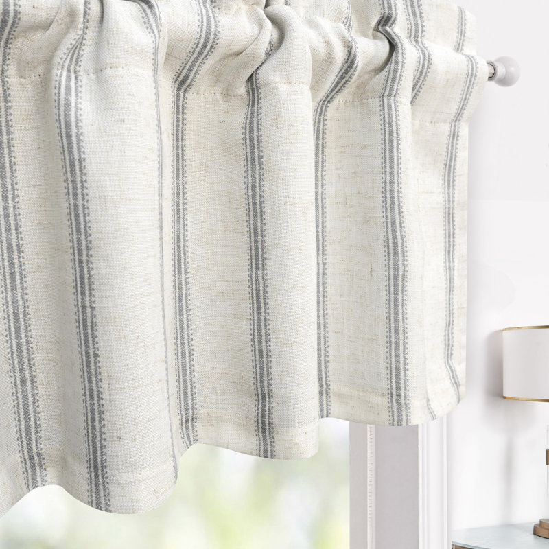 Mudge Farmhouse Striped Linen Double Layer Thermal Insulated Room Darkening  Window ValancesRod Pocket Vertical Striped Kitchen Valance for Bathroom