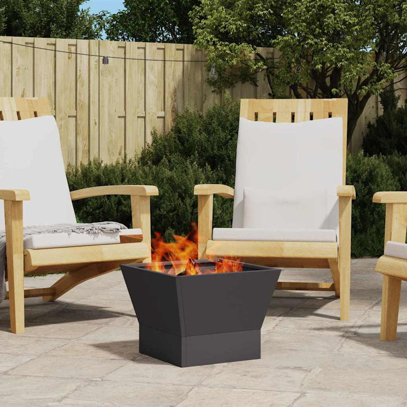 Metal Fire Pit, Black, 30cm H x 40cm W x 40cm D
