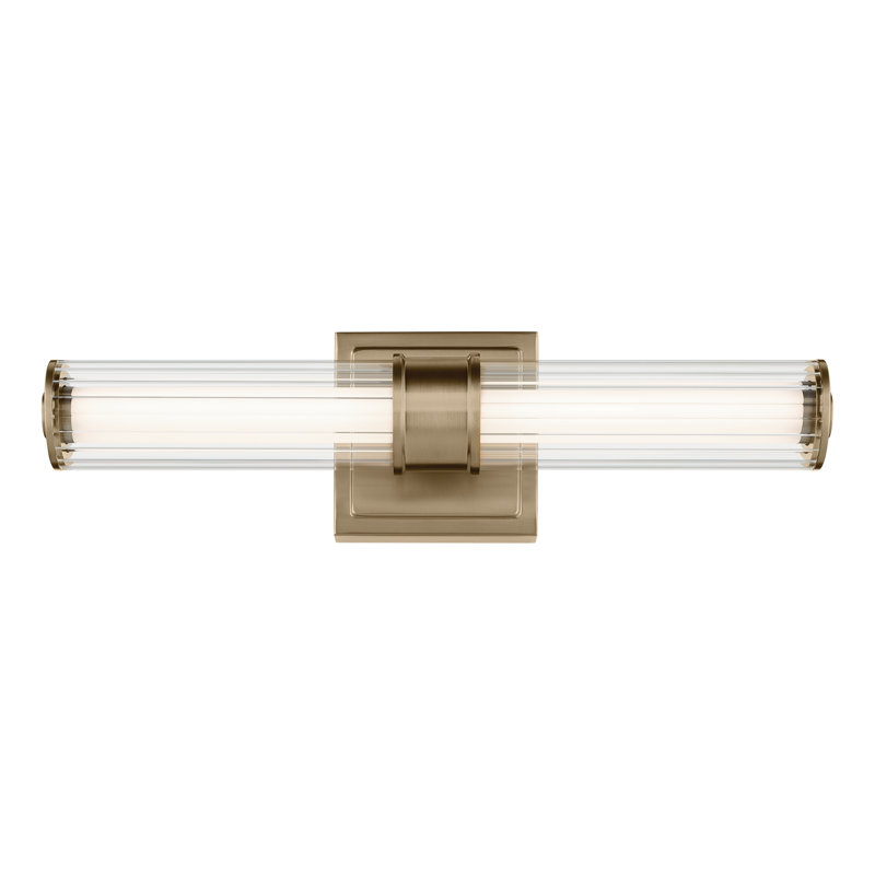 Petite barre de salle de bain linéaire 18,5 "à DEL avec verre cannelé transparent, Bronze