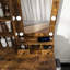 Coiffeuse vintage avec miroir, lumières DEL réglables, prise de courant, support pour séchoir à cheveux et tabouret - coiffeuse compacte pour petites chambres-1990578700
