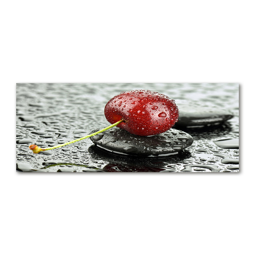 Kirsche im Regen - Ungerahmte Fotografie auf Leinwand