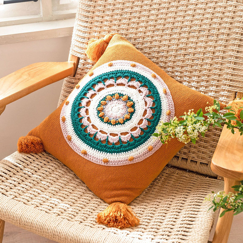 Coussin décoratif bohème pour canapé-lit 18 x 18 po