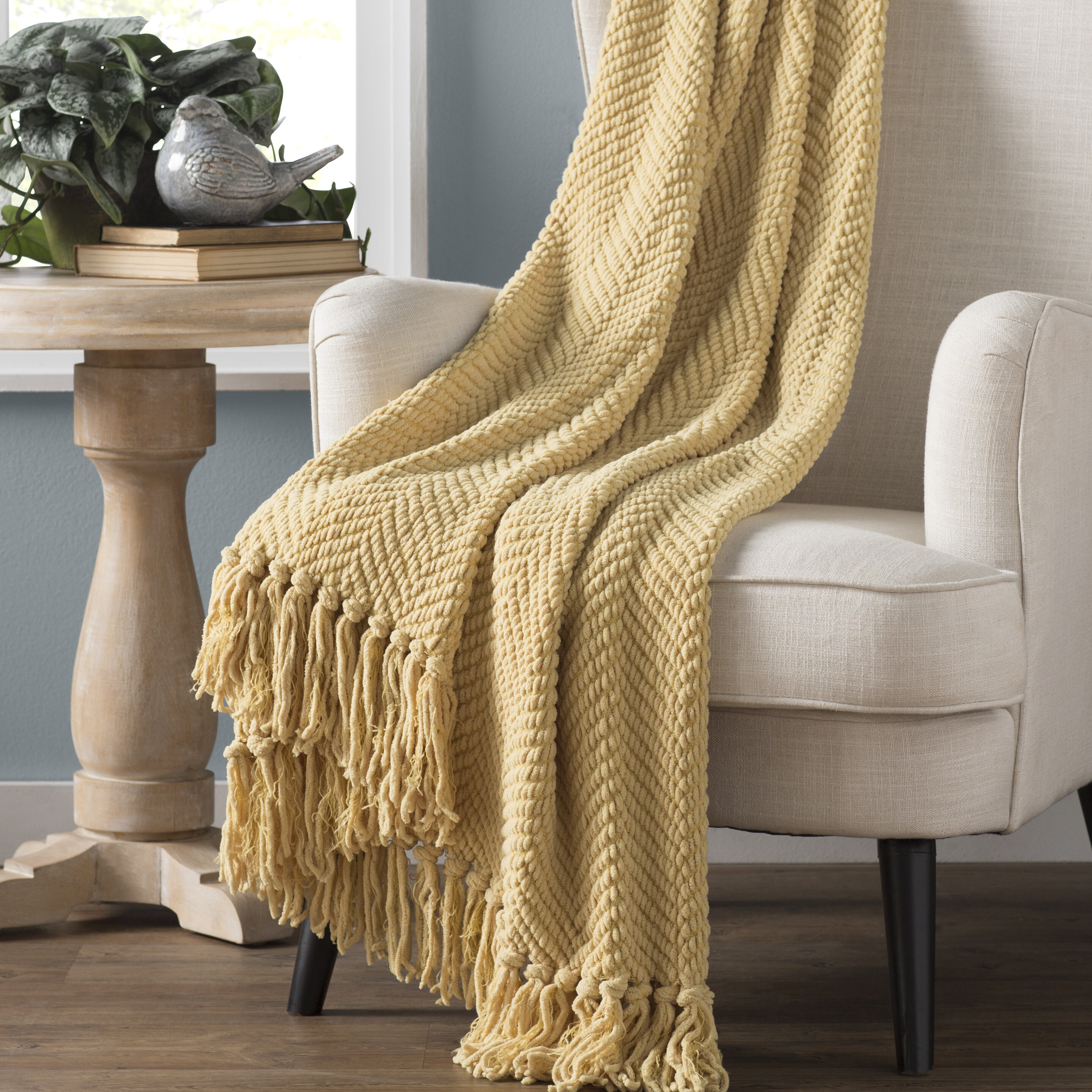 Nader Blanket Size: 60 W x 80 L, Color: Jojoba Yellow