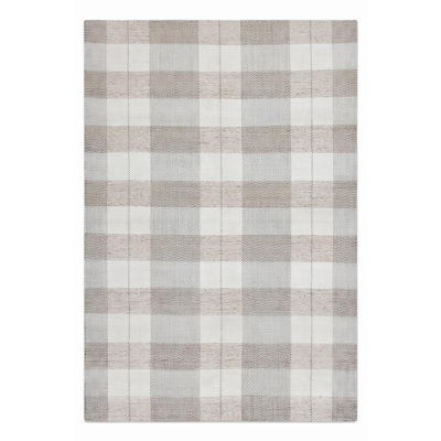 5' X 8' Cream And Gray Geometric Hand Woven Area Rug